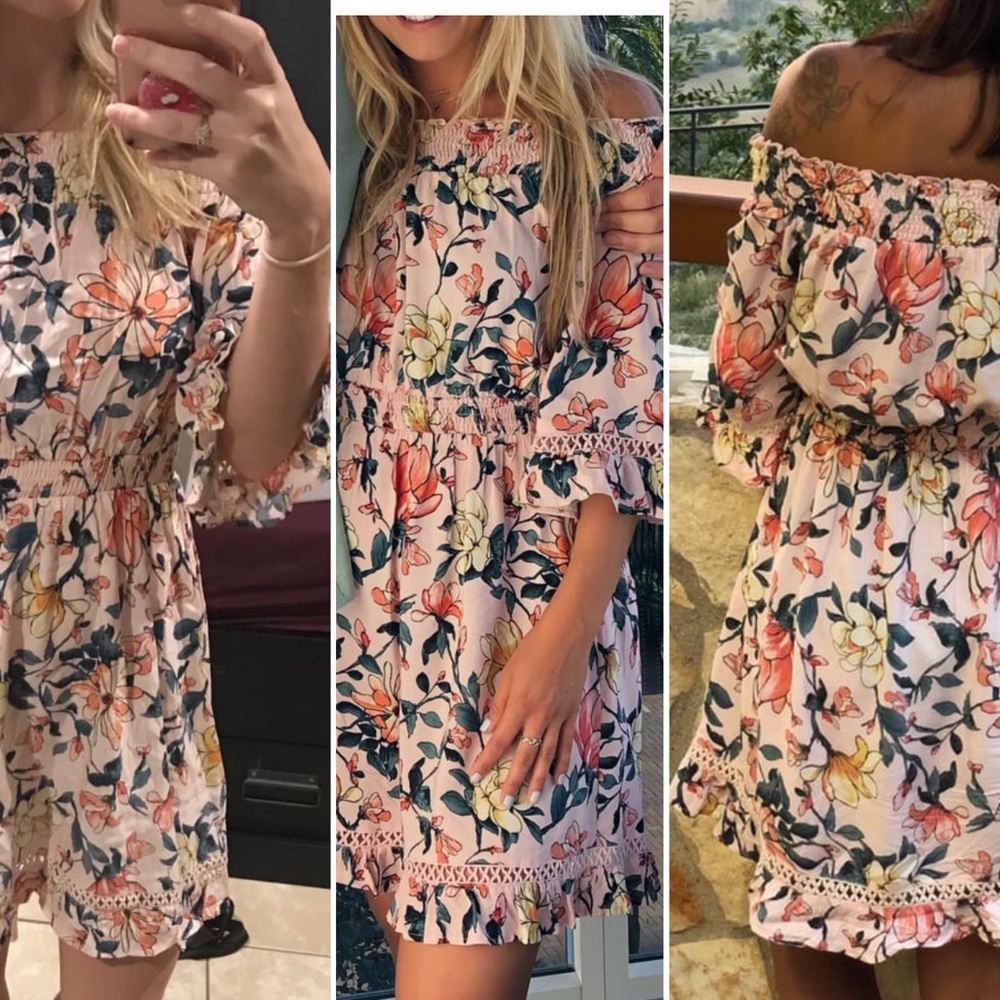 Lulus Hello Darling Blush Off-the-Shoulder Dress M - Picture 13 of 16